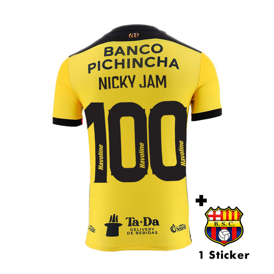 Camiseta oficial Barcelona Sporting Club Ecuador edición centenario Nicky Jam 2025 hombre