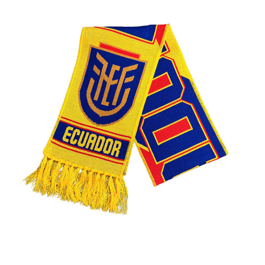 Bufanda Tejida a Mano "Ecuatoriano de Verdad" – Cresta Tricolor Clásica