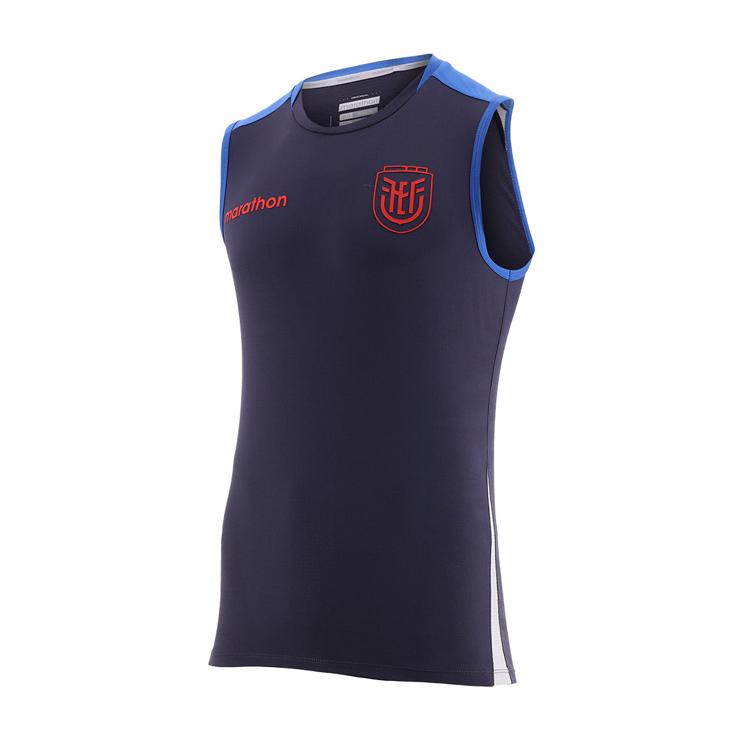 BVD Oficial de Entrenamiento FEF 2026 | Camiseta Sin Mangas Ecuador (Azul Marino)