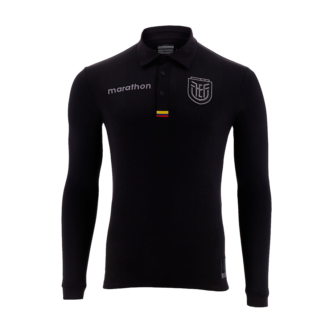 Camiseta Oficial Ecuador FEF 100 Años Manga Larga – Edición Limitada Centenario Negra para Hombre