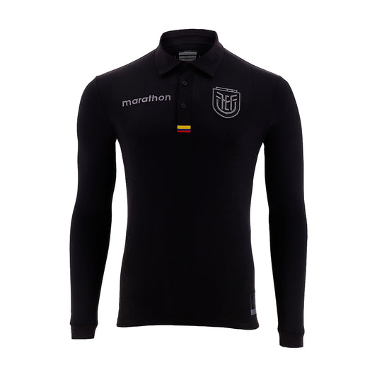 Camiseta Oficial Ecuador FEF 100 Años Manga Larga – Edición Limitada Centenario Negra para Hombre