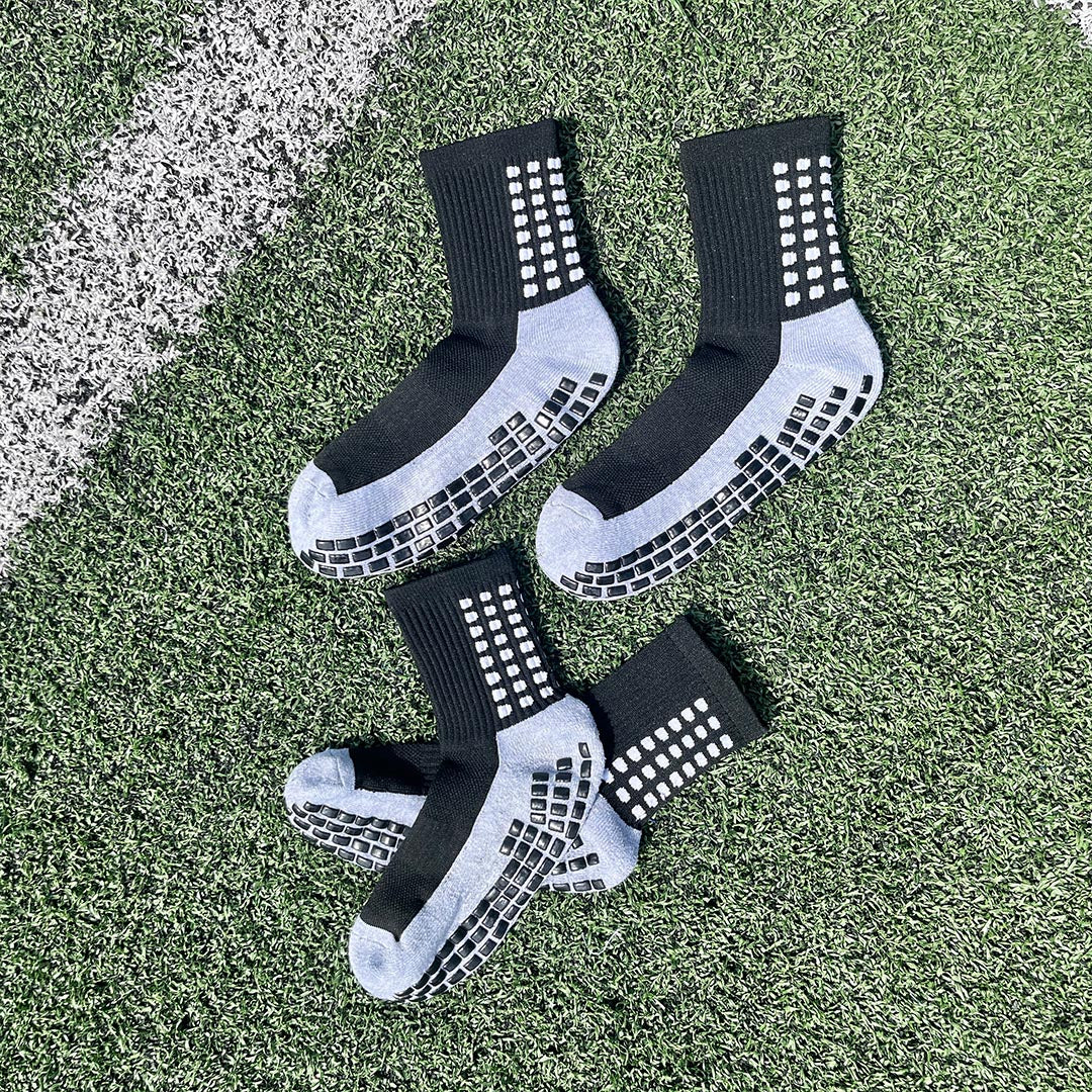 3 Pairs Sport Anti Slip Football Socks with Premium Rubber Grip