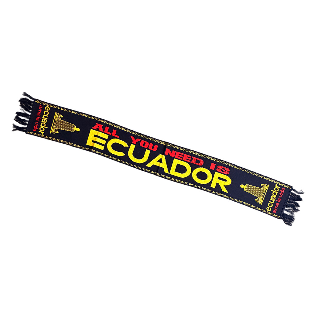 Bufanda Artesanal "All You Need Is Ecuador" – Edición Negro Medianoche
