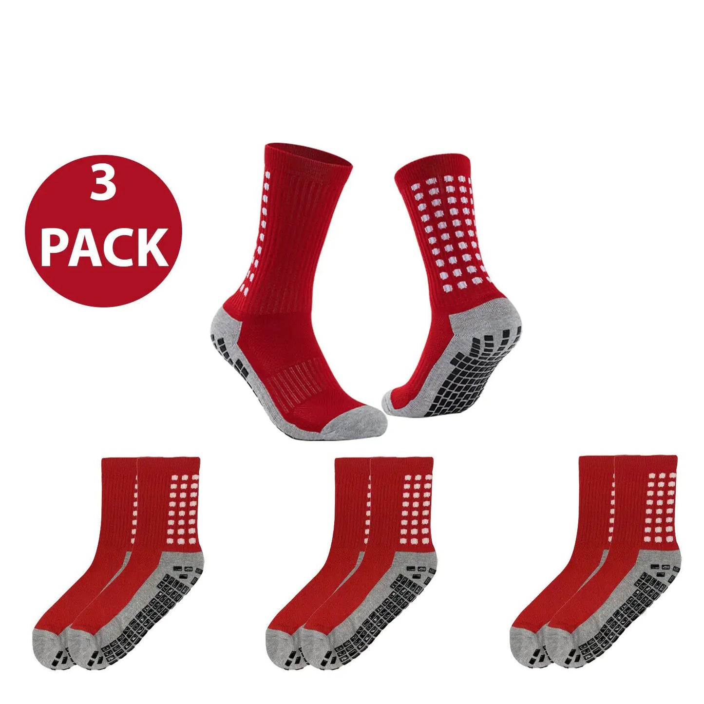 3 Pairs Sport Anti Slip Football Socks with Premium Rubber Grip