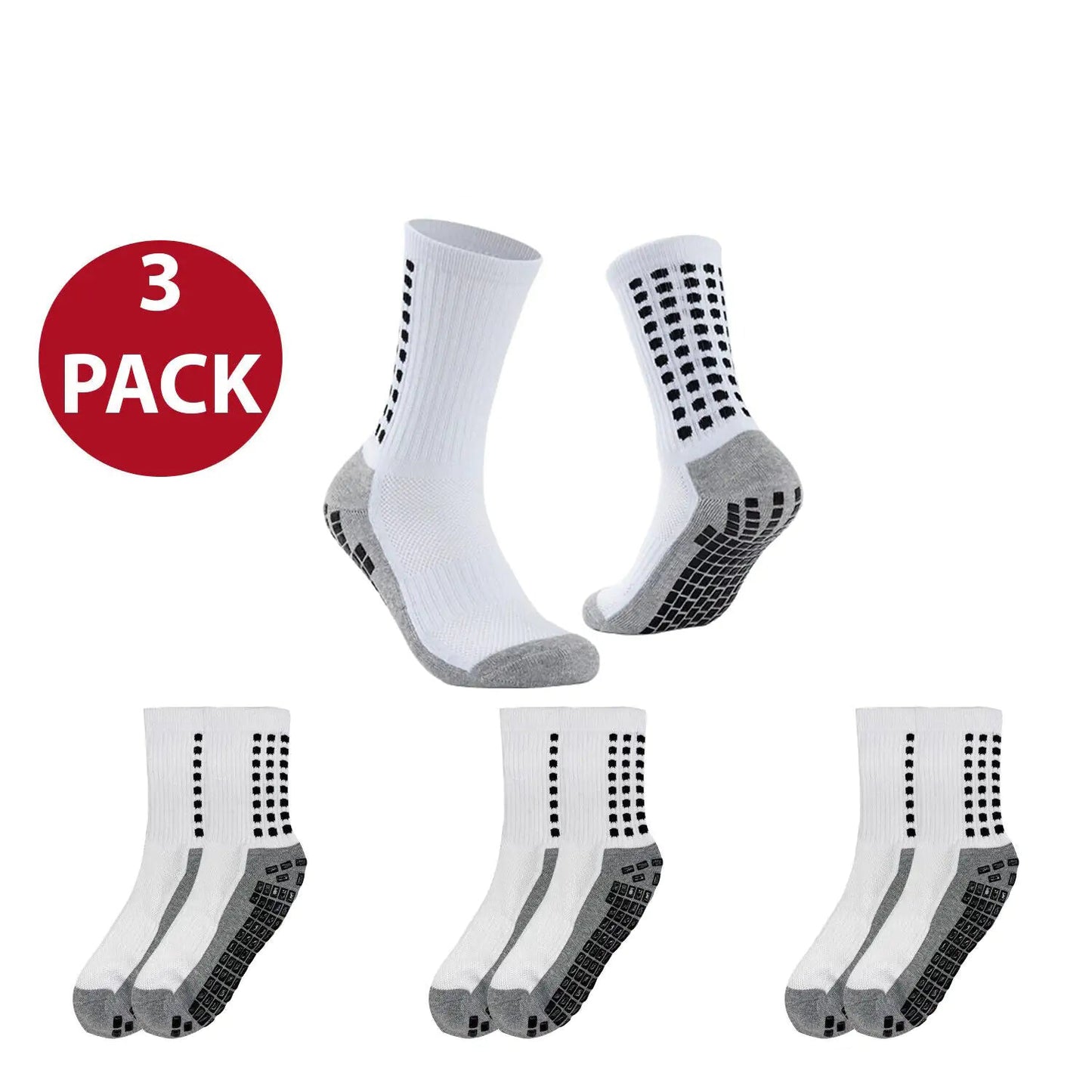 3 Pairs Sport Anti Slip Football Socks with Premium Rubber Grip