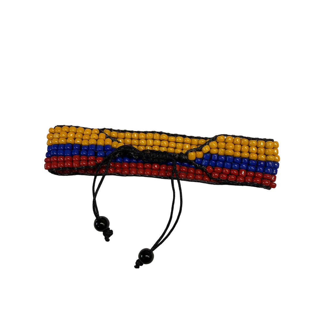 Authentic Ecuador Tricolor Beaded Bracelet – Artisan Made Handwoven Flag Wristband
