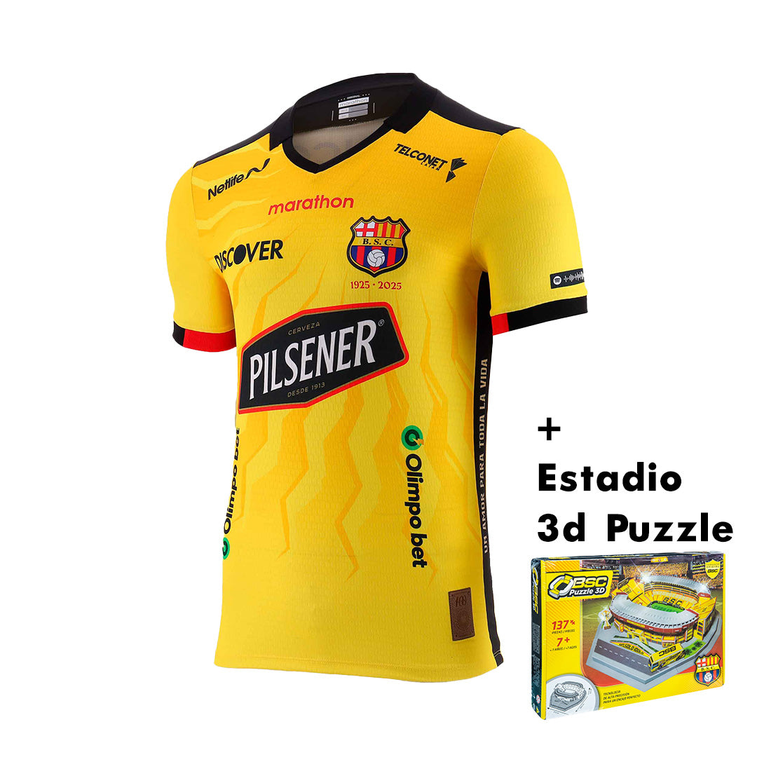 Pack Centenario Barcelona Sporting Club – Camiseta Oficial + Rompecabezas 3D del Estadio