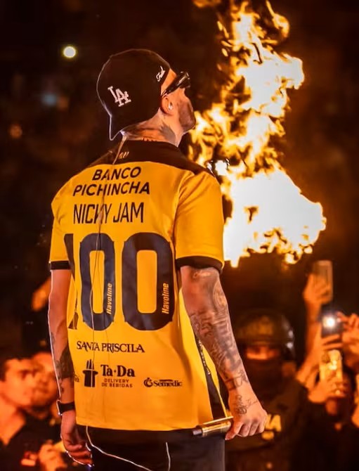 Camiseta oficial Barcelona Sporting Club Ecuador edición centenario Nicky Jam 2025 hombre