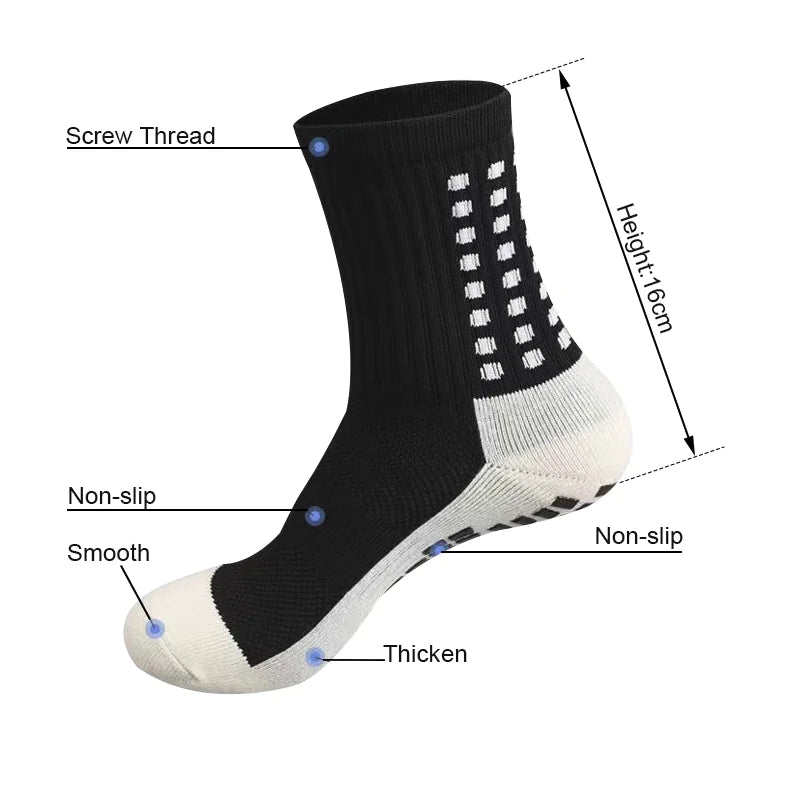 3 Pairs Sport Anti Slip Football Socks with Premium Rubber Grip